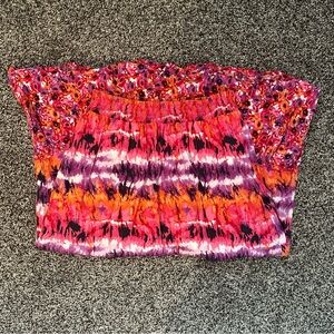 Multi color floral splash dye maxi skirt by Faded Glory